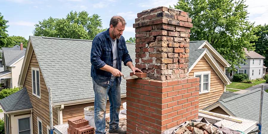 Old and Crumbling Brick Chimney Rebuild Inglewood