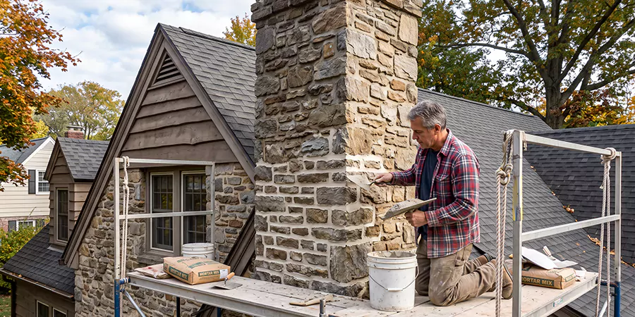 Tuckpointing Stone Chimney Inglewood