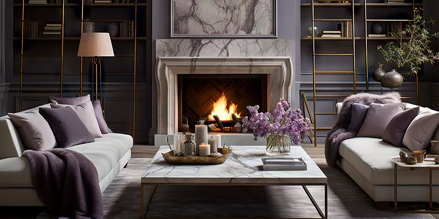 Modern Tile and Stone Fireplace Design Inglewood